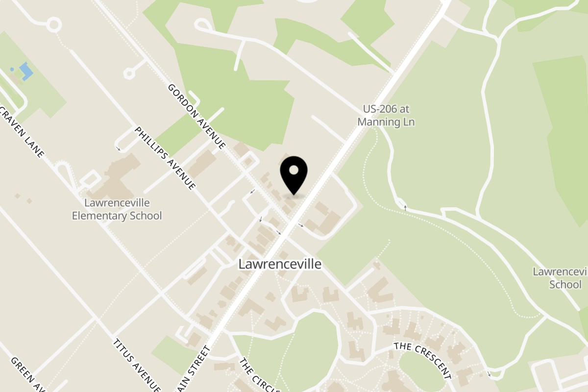 Map showing the location of Nosh Empanadas on 2691 Main St in Lawrenceville